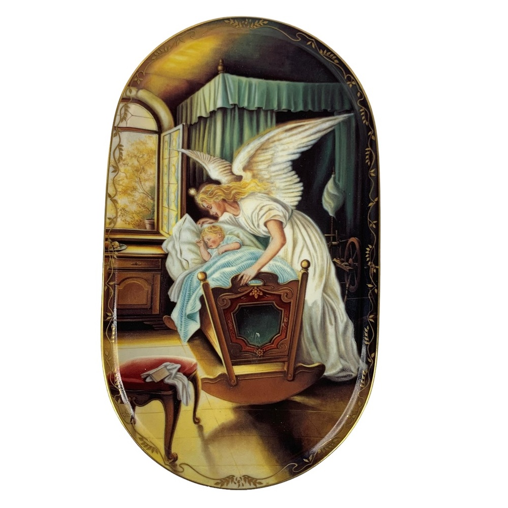 German Guardian Angel Porcelain Wall Decor Plate